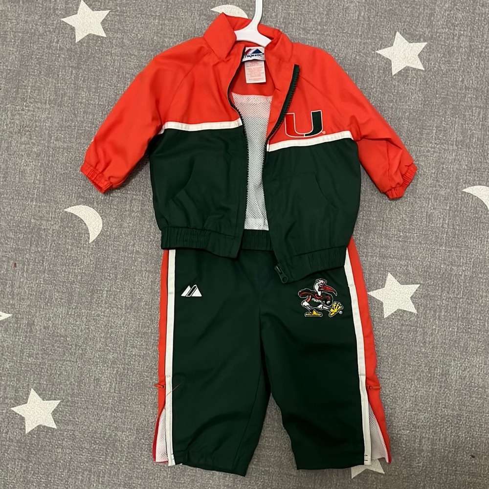 Vintage Majestic University of Miami Hurricanes Tracksuit size 6-12 months